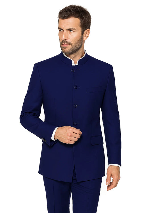 Navy Blue 4 Button Wedding Tuxedo Suit