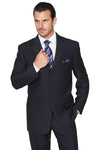 Navy Blue Men's Classic 3-Button Wool Feel Suit 