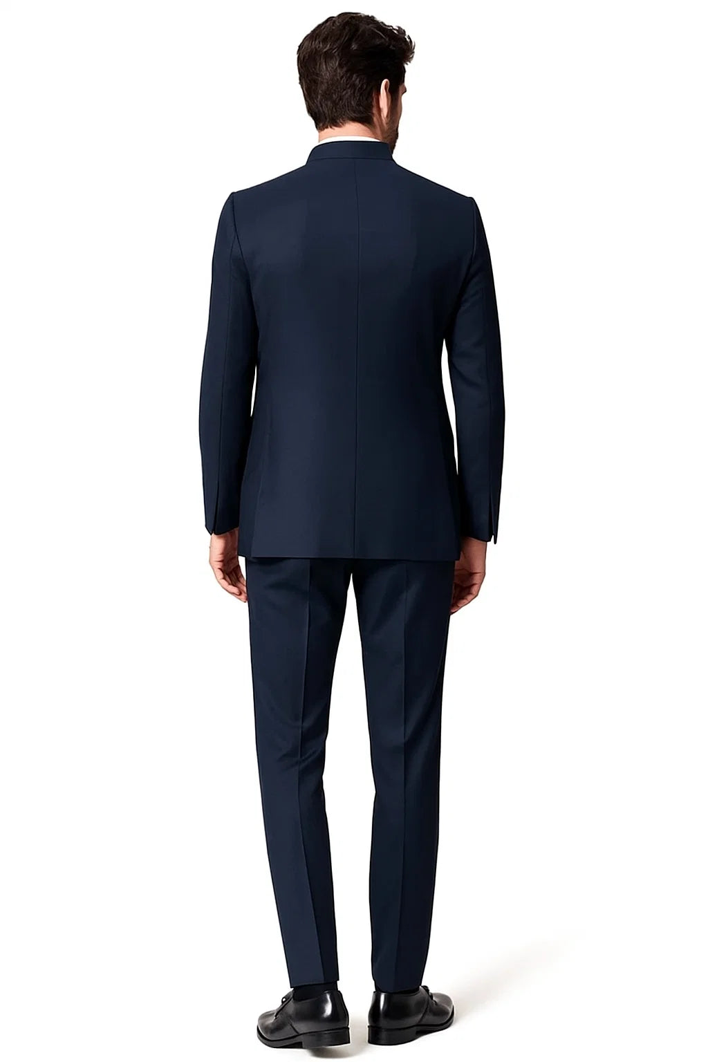 Navy Blue Men's Classic 3-Button Wool Feel Suit 
