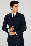 Navy Blue Wide Pinstripe Double Breasted Suit