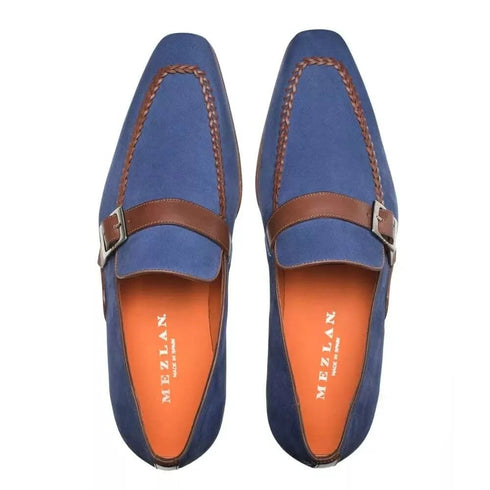 Mezlan Men's Navy/Cognac Nubuck & Calfskin Loafer