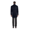 Designer Brand - Wool Blend Slim Fit Navy Overcoat with Removable Quilted Liner