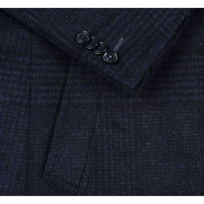Designer Brand - Wool Blend Slim Fit Navy Overcoat with Removable Quilted Liner