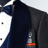 Mens Black With Navy Blue Velvet Lapel 3-Piece Tailored-Fit Tuxedo