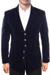 Men's Five Button Vintage Style Velvet Coats in Navy