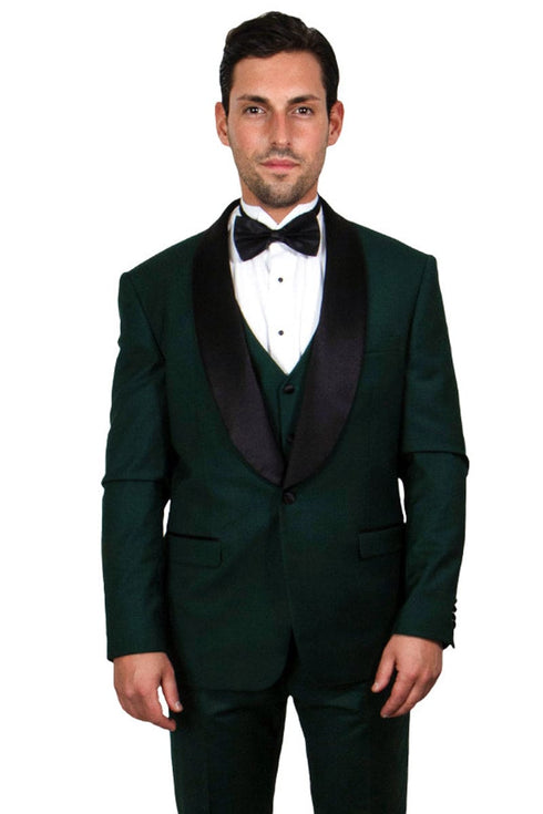 Mens Stacy Adams Suit - Stacy Adams Suit Men's Vested Shawl Lapel Tuxedo - Hunter Green