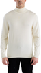 Men's off-white Alberto Nardoni turtleneck sweater. Fitted silhouette with long sleeves. Features a ribbed turtleneck and smooth knit texture.
