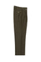 Tiglio Luxe 2576 olive wide-leg wool dress pants. Wide leg, flat front with two pleats, single back pocket (button closure). Standard waistband with belt loops.