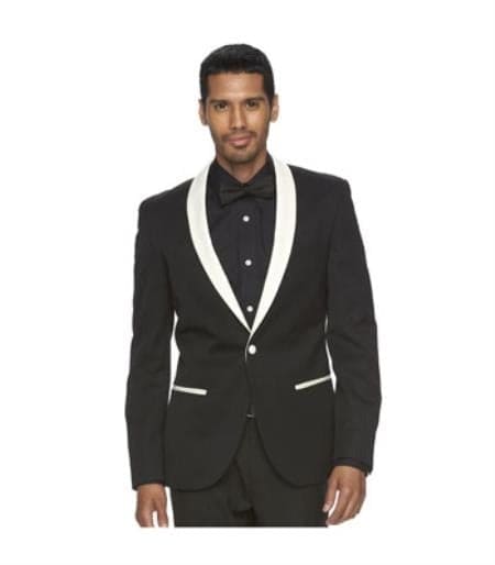 Mens Black and White Prom Suit - Black and White Wedding Groom Suit