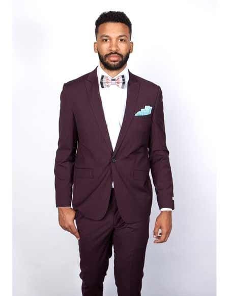 Slim Fit Burgundy Suit - AlbertoNardoniStore