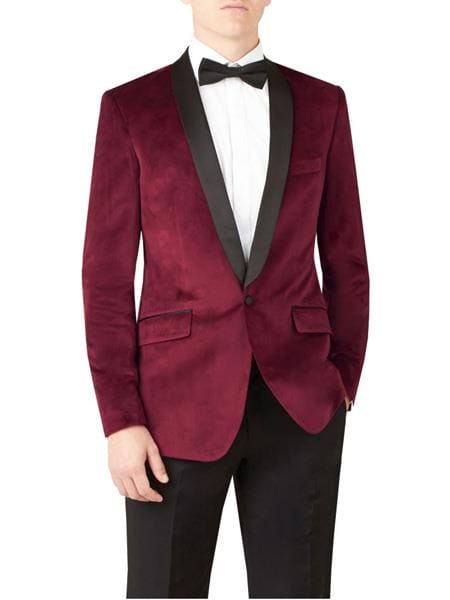 Black and Burgundy Slim Fit Wine ~ Maroon Suit For Men's