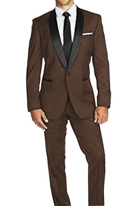 Dark Brown Tuxedo - Brown Wedding Suit - AlbertoNardoniStore