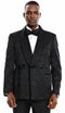 Mens Slim Fit Double Breasted Skinny Fit Prom and Wedding Tuxedo Black Paisley