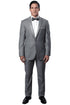 Men's Slim Fit One Button Satin Trim Peak Lapel Prom & Wedding Tuxedo In Grey