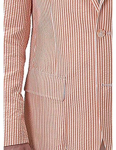 Alberto Nardoni Brand Cheap Priced Designer Fashion Dress Casual Blazer On Sale Striped seersucker ~ sear sucker Orange Blazer