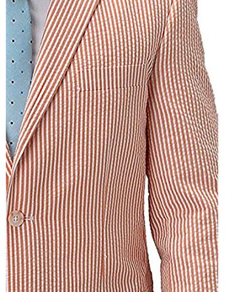 Alberto Nardoni Brand Cheap Priced Designer Fashion Dress Casual Blazer On Sale Striped seersucker ~ sear sucker Orange Blazer