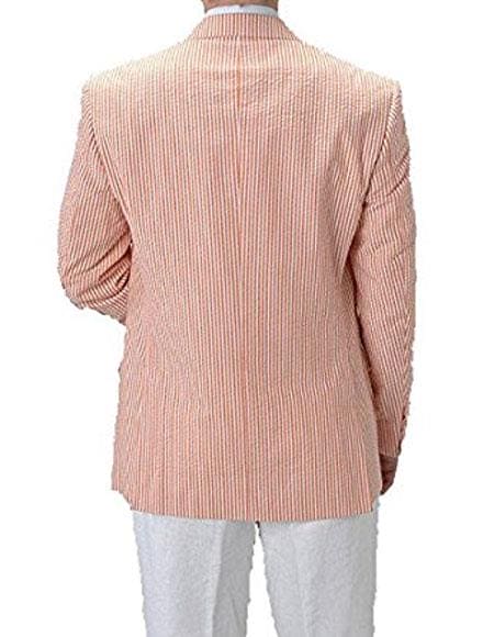 Alberto Nardoni Brand Cheap Priced Designer Fashion Dress Casual Blazer On Sale Striped seersucker ~ sear sucker Orange Blazer