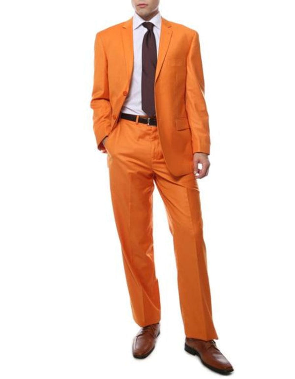 Men's 2 Button Orange Regular Fit Suit