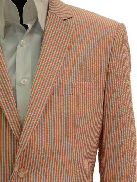 Alberto Nardoni Brand Orange Seersucker Sear sucker suit Blazer Sport coat Jacket