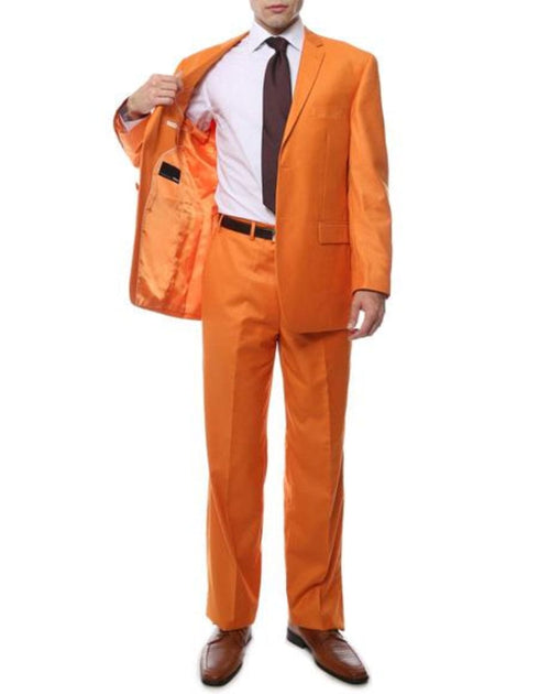 Men's 2 Button Orange Regular Fit Suit