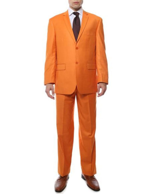 Men's 2 Button Orange Regular Fit Suit