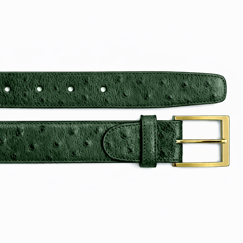 Belvedere "Ostrich Quill Belt" Forest - Luxury Men's Shoe
