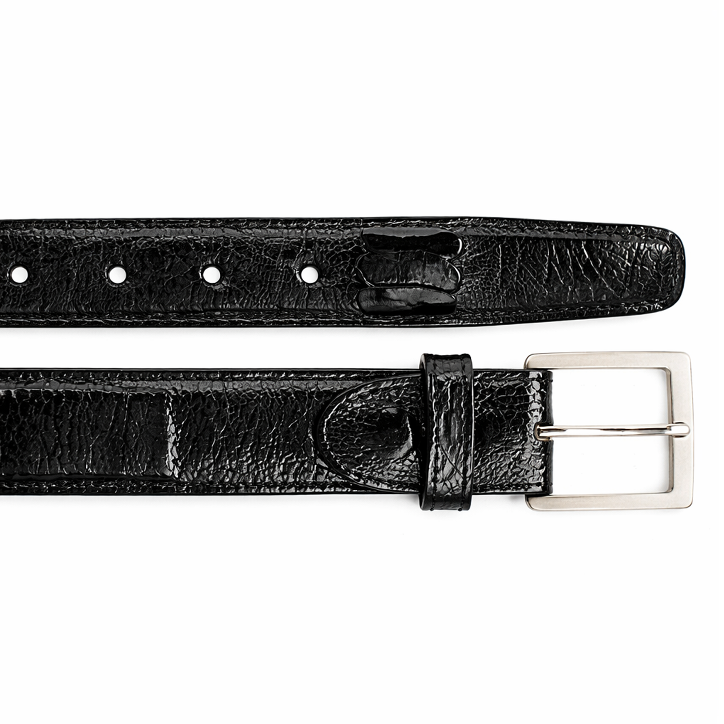 Belvedere "Ostrich Leg Belt" - Black Genuine Ostrich Shoe