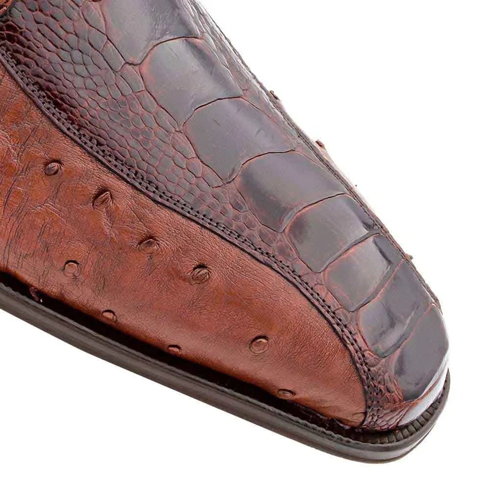 Men's Full Quill Ostrich Leg Monk Strap Brown Shoes by Mezlan – Exotic Leather, Made in Spain