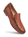 Mezlan Genuine Ostrich Moccasin Slip-On – Brandy Exotic Leather Loafers Made in Spain