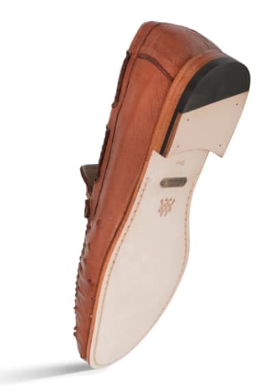Mezlan Genuine Ostrich Moccasin Slip-On – Brandy Exotic Leather Loafers Made in Spain