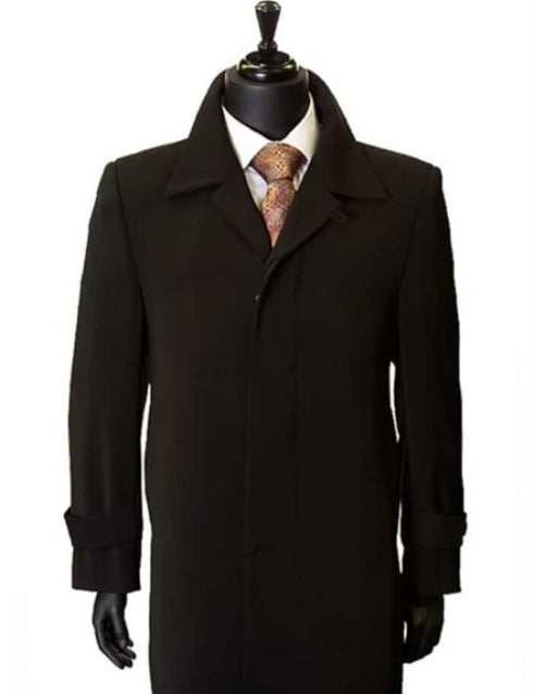 Mens Black Overcoat Ankle length overcoats for men Inch full length Alberto Nardoni