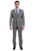 "Modern Fit Men's Summer Suit - Two Button Linen Look, Light Grey"