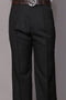 Men's 100% Wool Classic Fit Pleated Dress Pant in Black