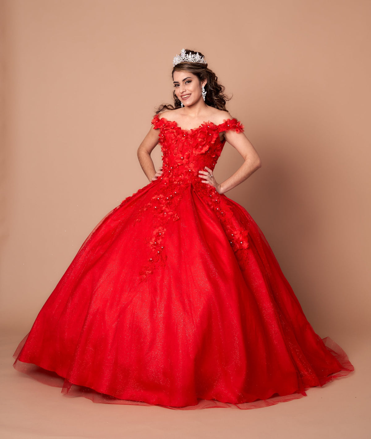 3D Floral Embroidered Quinceanera Dress Off Shoulder Ball Gown by Calla WB21551