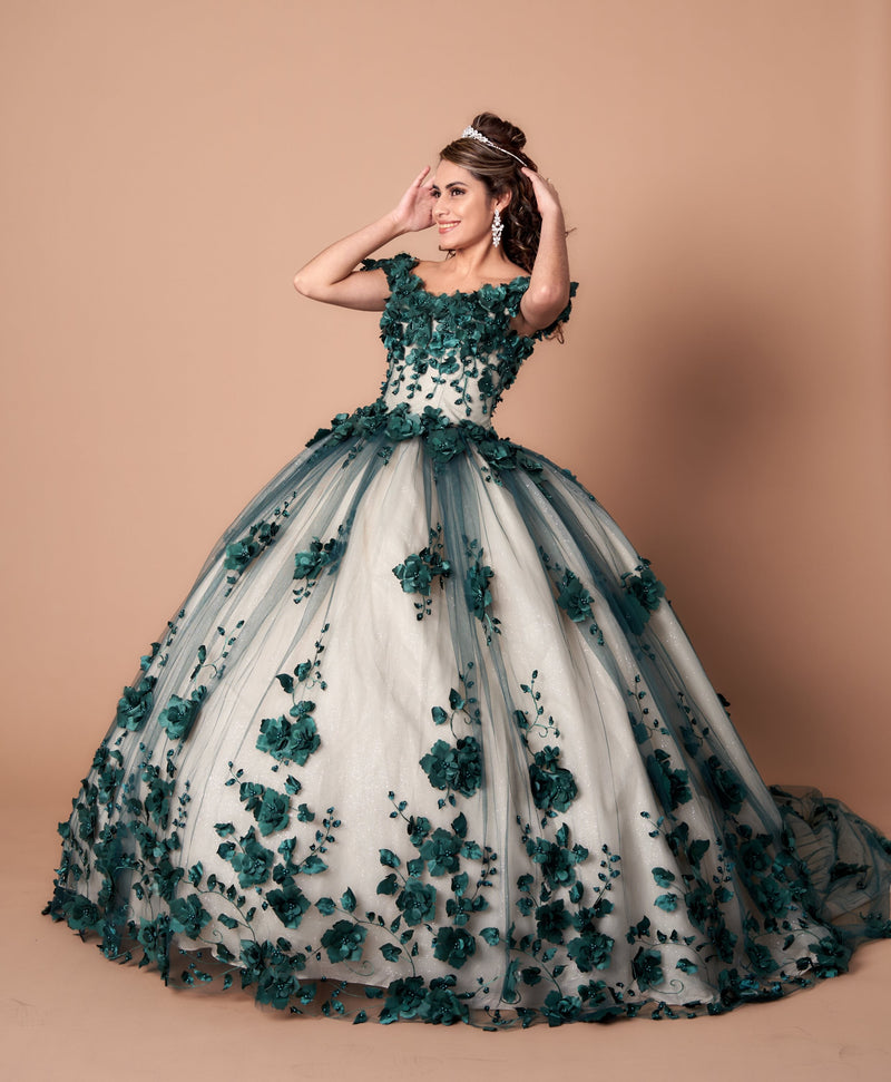 3D Floral Quinceanera Dress Off Shoulder Ball Gown by Calla SCL30005