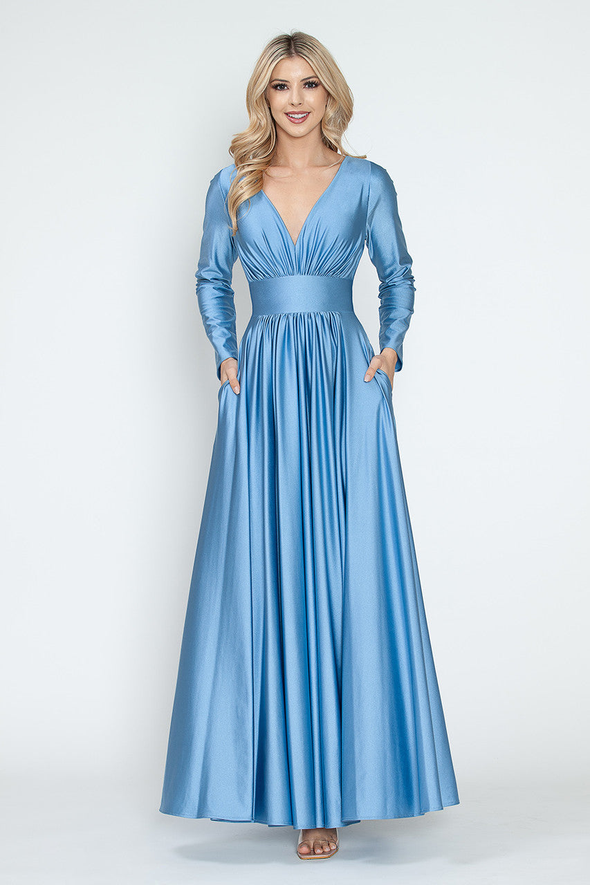 Mother Of The Bride Dress Stretchy Long Sleeve Formal Gown