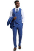 Plaid Suit - Windowpane Suit - Checkered Suit - Mens Vested  Blue Suit