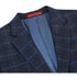 Mens Plaid Suit - Patterned Business Suit - Mens Slim Fit Two Button Suit In Dark Blue Wide Windowpane Plaid