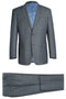 Mens Plaid Suit - Patterned Business Suit - Mens Two Button Classic Fit Two Piece Suit In Grey & Blue Windowpane Plaid