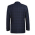 Mens Plaid Suit - Patterned Business Suit - Mens Two Button Slim Fit Two Piece Hack Pocket Stretch Suit In Navy Blue Windowpane Plaid