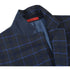 Mens Plaid Suit - Patterned Business Suit - Mens Slim Fit Two Button Suit In Dark Blue Wide Windowpane Plaid