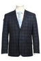 Mens Plaid Suit - Patterned Business Suit - Mens Slim Fit Two Button Suit In Dark Blue Wide Windowpane Plaid