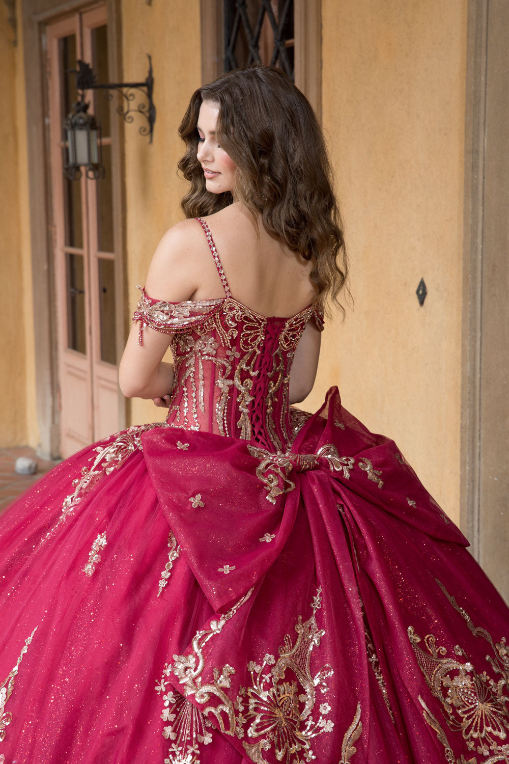 Beaded Off Shoulder Ball Gown by Bella Princess PQ1090