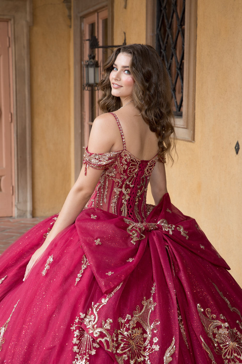Beaded Off Shoulder Ball Gown by Bella Princess PQ1090