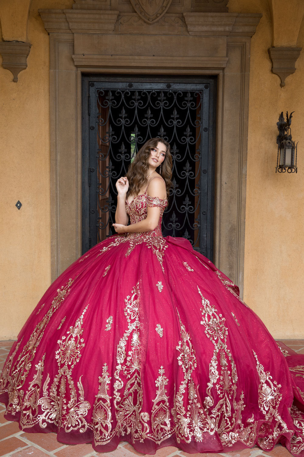 Beaded Off Shoulder Ball Gown by Bella Princess PQ1090