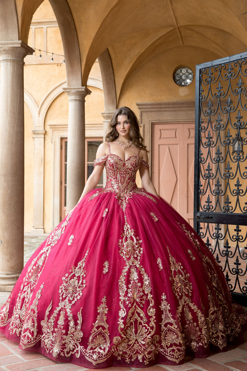 Beaded Off Shoulder Ball Gown by Bella Princess PQ1090