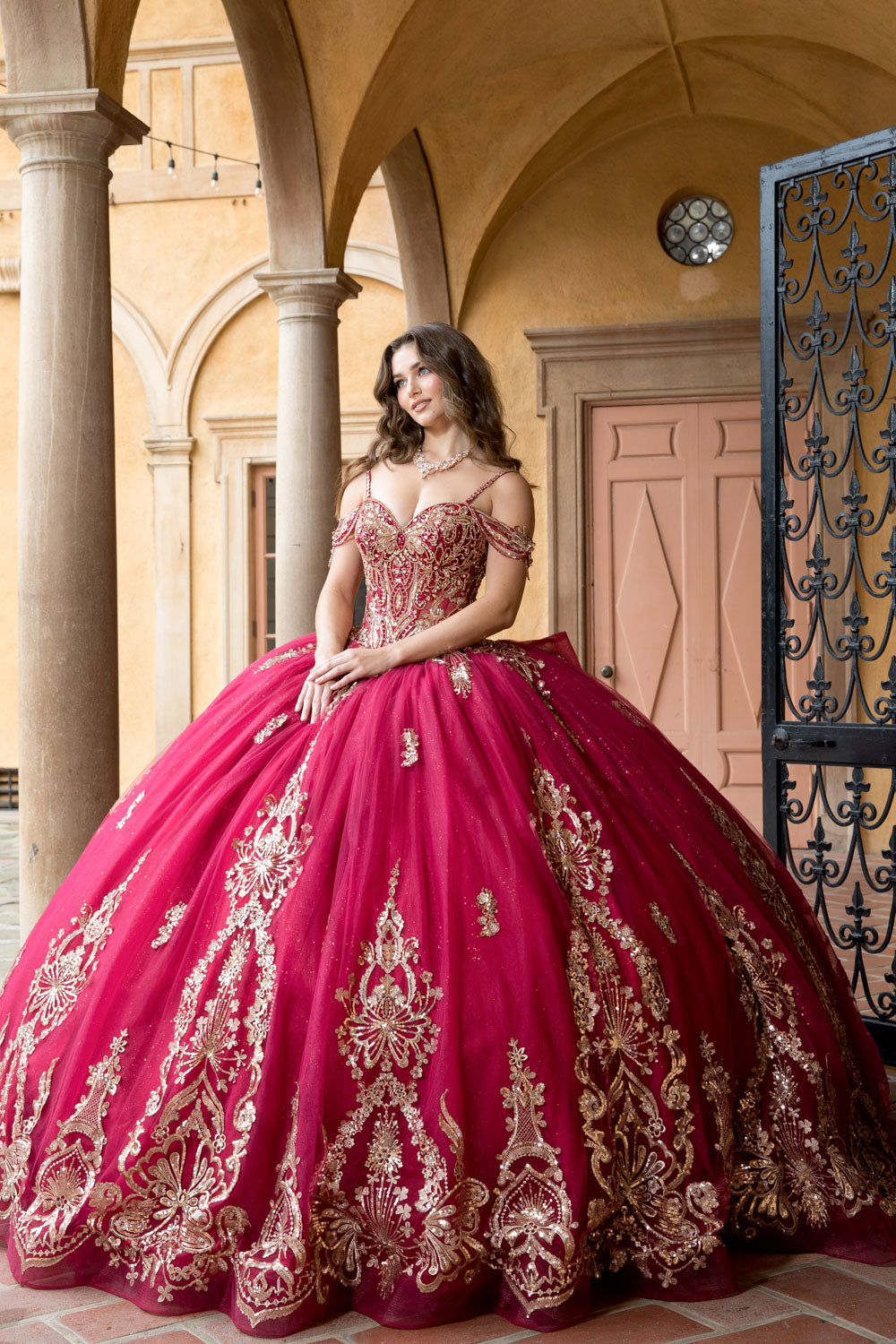 Beaded Off Shoulder Ball Gown by Bella Princess PQ1090