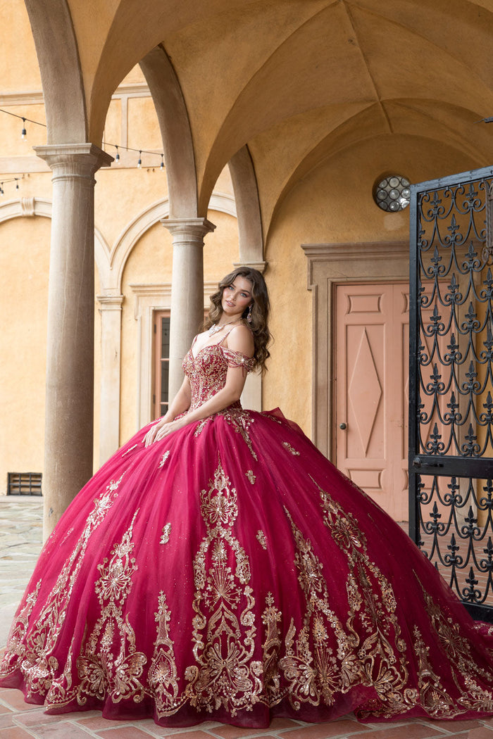 Beaded Off Shoulder Ball Gown by Bella Princess PQ1090