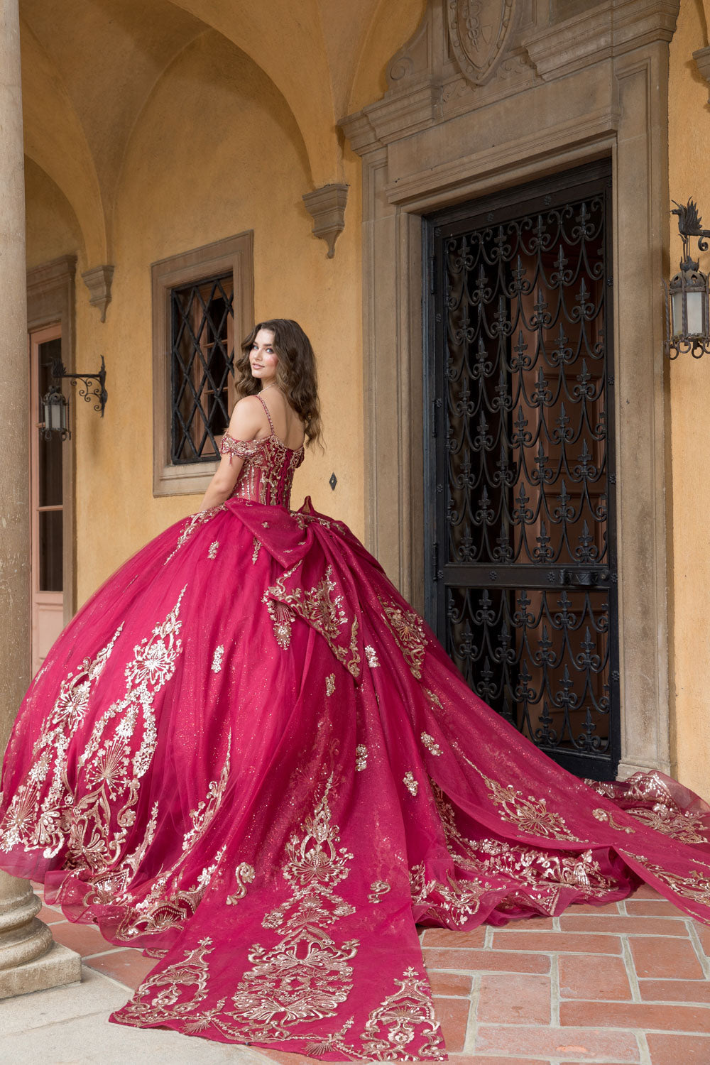 Beaded Off Shoulder Ball Gown by Bella Princess PQ1090