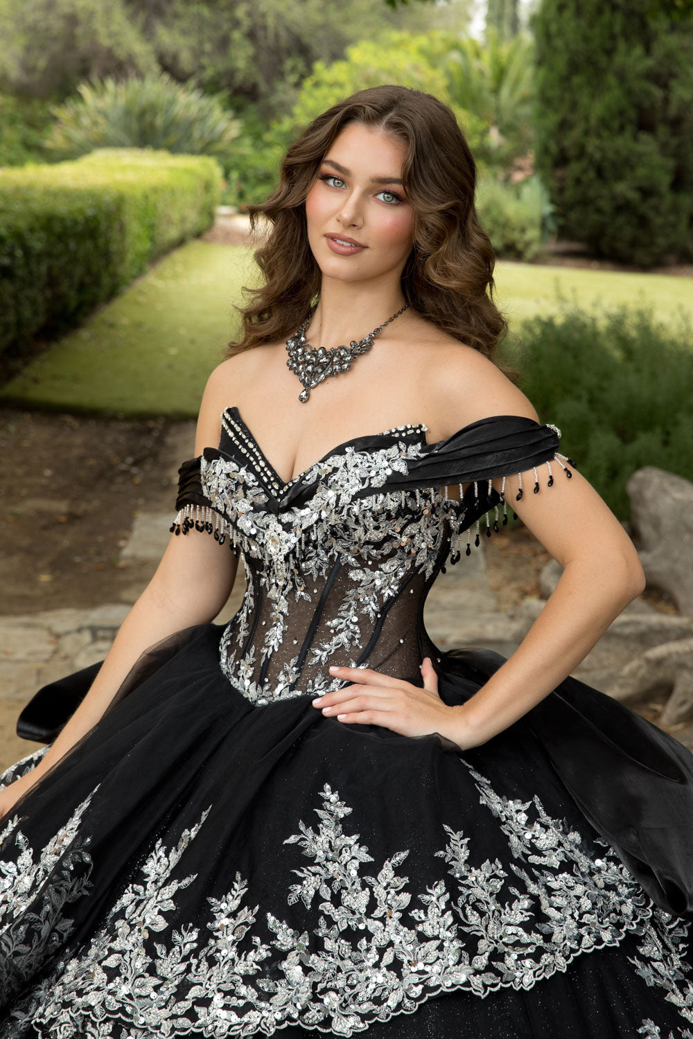 Off Shoulder Tiered Ball Gown by Bella Princess PQ1100